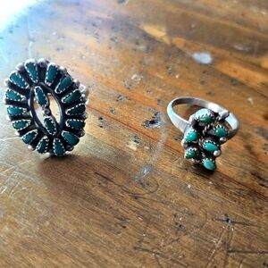 Two vintage turquoise and silver rings.